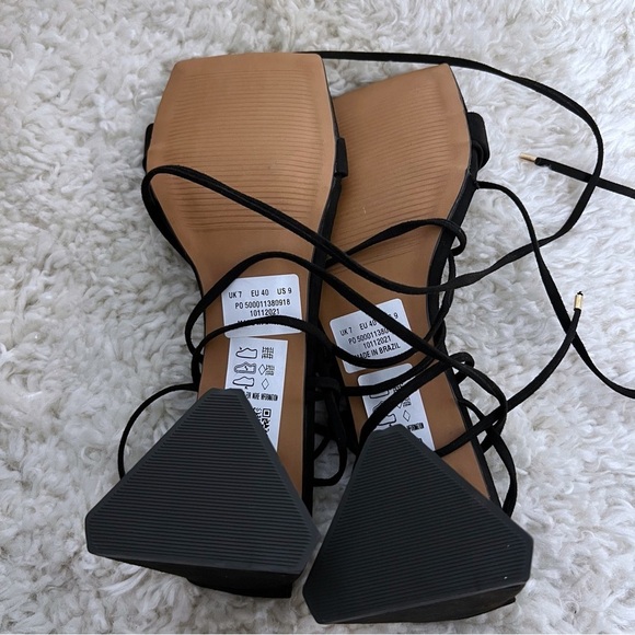 Asos Design Square toe tie leg block heeled Women’s Heels Black SZ US 9 LKNW - Picture 7 of 10
